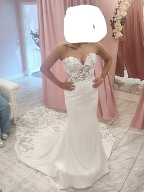 HoneyBlush Bridal Strapless Lace Wedding Dress Size 10 New - No Alterations